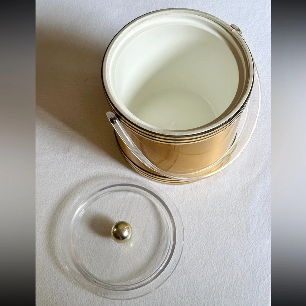 Vintage gold and lucite ice bucket